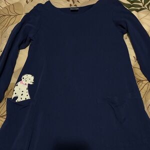 Navy Long Sleeve Dress with Dalmatian Design